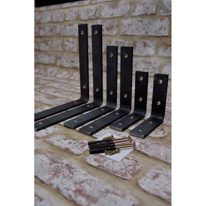 Jual BESI SIKU RAK DINDING TEBAL 4MM BAHAN BESI WARNA HITAM AMBALAN ...