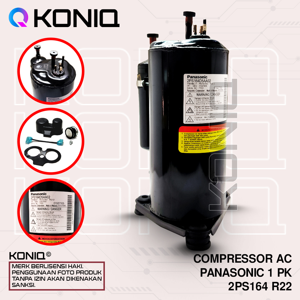 Jual COMPRESSOR / KOMPRESOR AC PANASONIC 1PK TYPE 2PS164D R22 1 PHASE ...