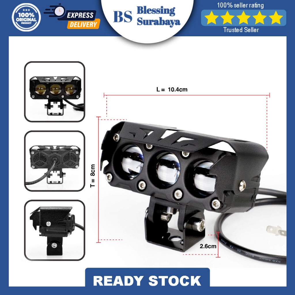 Jual LAMPU LED PROJI MINI LASER SQL 3 MATA LUMINOS NINE Q9 Hi LOW MOBIL ...