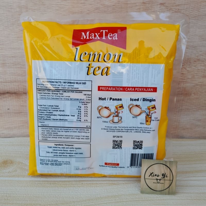 Jual Max Tea Lemon Tea / Minuman Serbuk Teh Rasa Lemon Tea 750g (30 ...