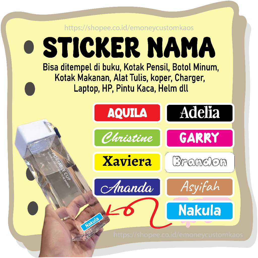 Jual STICKER LABEL NAMA STIKER LEBEL CUSTOM PREMIUM MURAH LUCU BISA ...