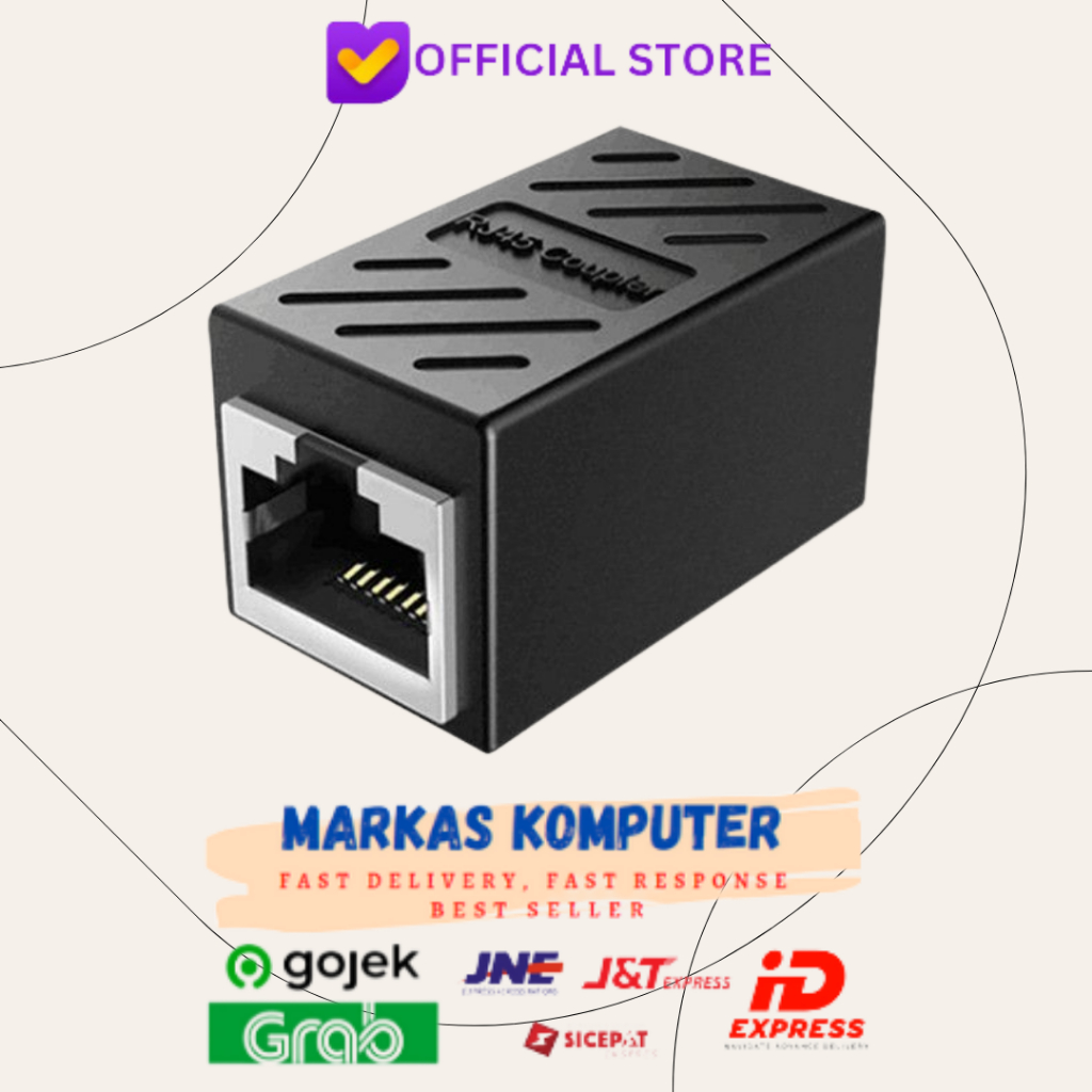 Jual Connector Barrel rj45 coupler cat 5 6 7 - Sambungan rj45 - Barel ...