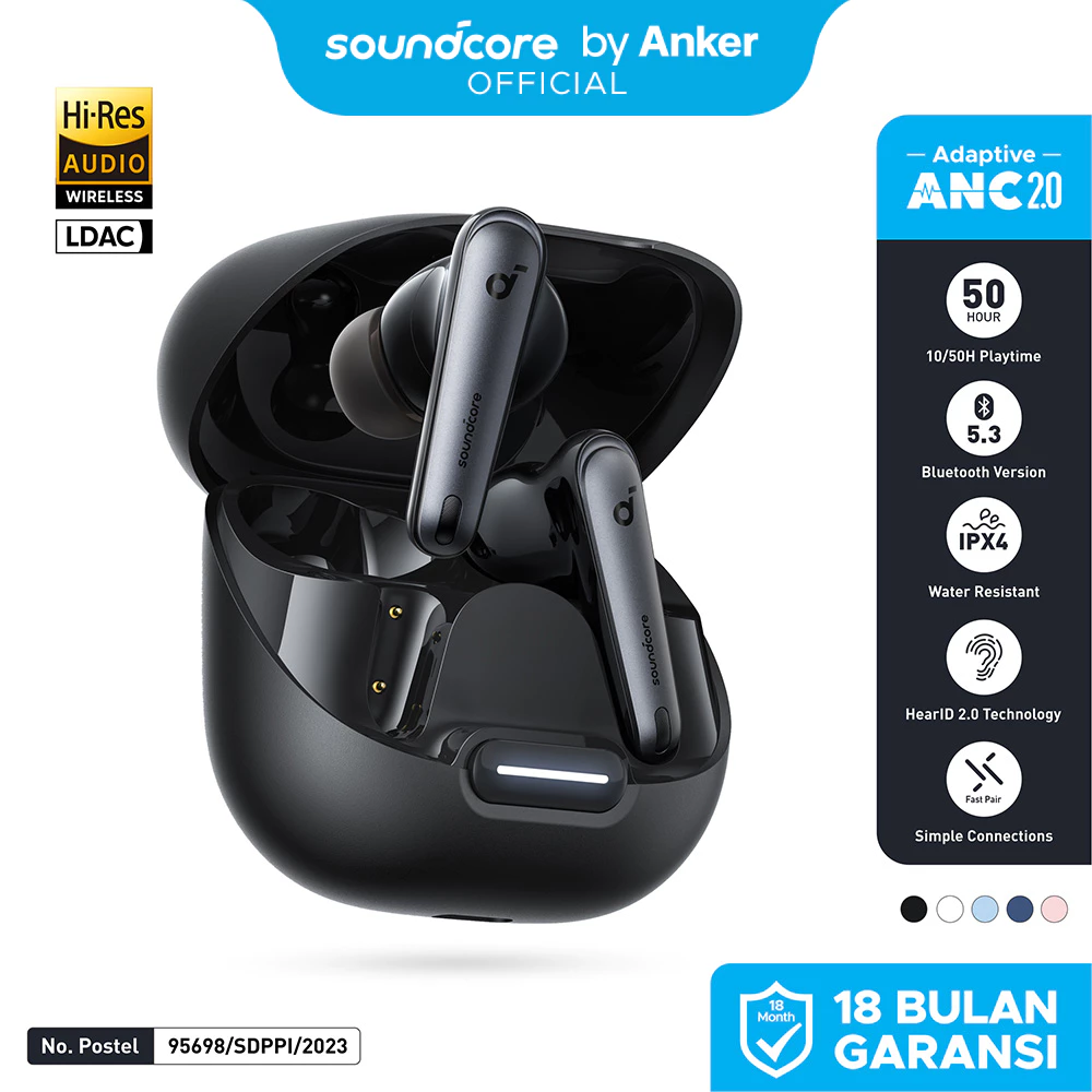 Soundcore by Anker Liberty 4 NC Earbuds Bluetooth 5.3 ANC Hi-Res Sound Earphones Wireless Charging TWS 50H Battery