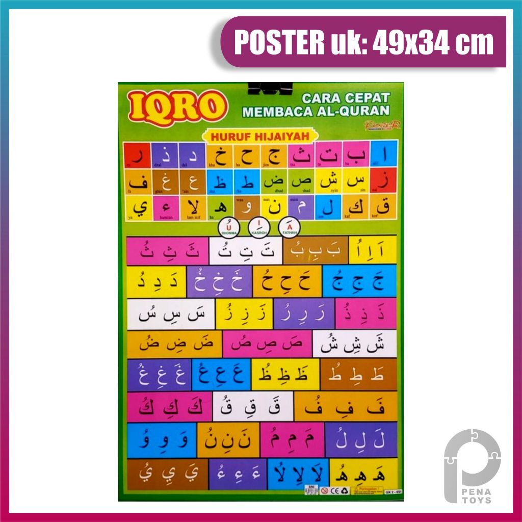 Jual Poster Pendidikan Edukasi Anak Muslim Belajar Iqro | Shopee Indonesia