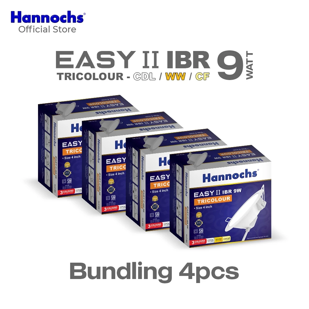 Hannochs Lampu Downlight LED EASY II 9W IBR isi 4pcs Tricolour - foto 1