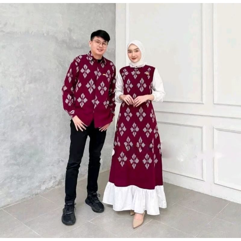 Jual (READY STOCK) COUPLE TENUN SHAKILLA MAROON CEPLOK TENUN COUPLE ...