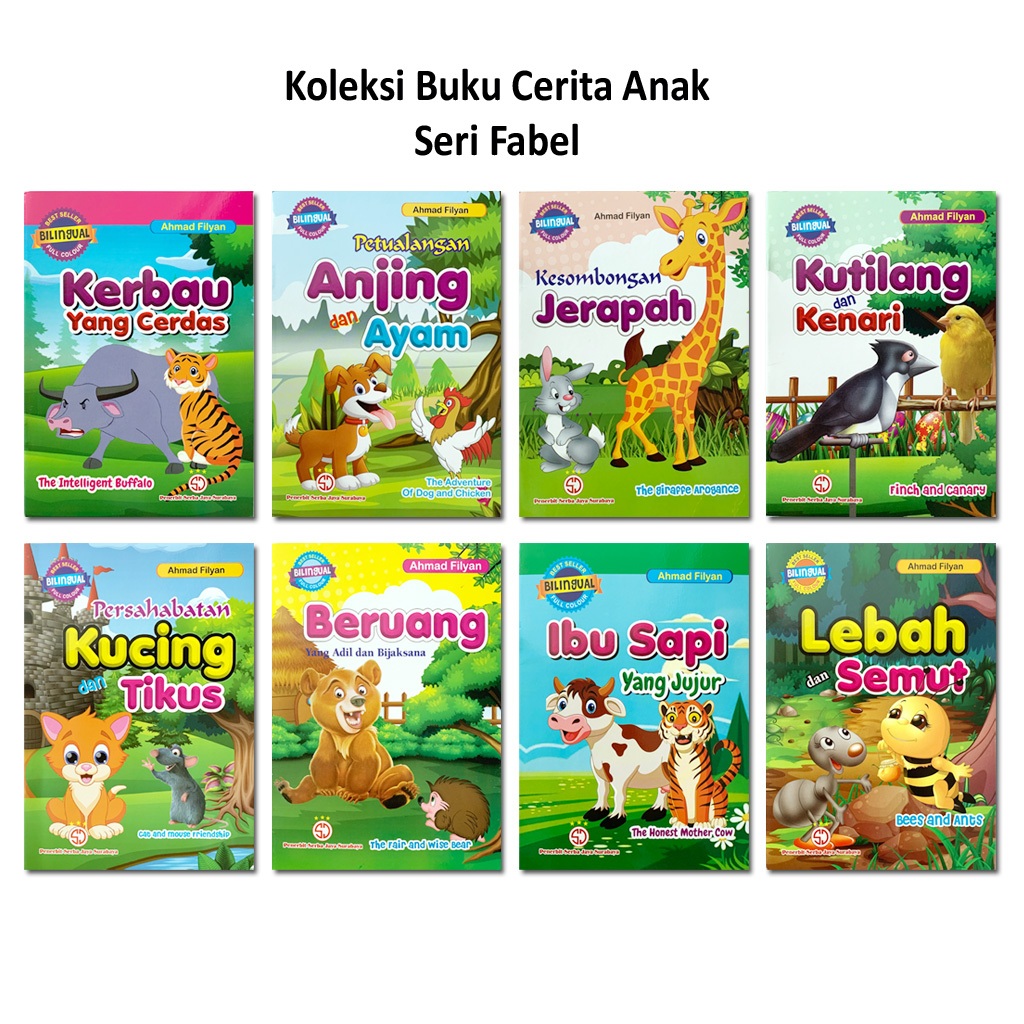 Jual Buku Cerita Fabel Hewan Bergambar Bilingual Seri Kerbau Harimau ...