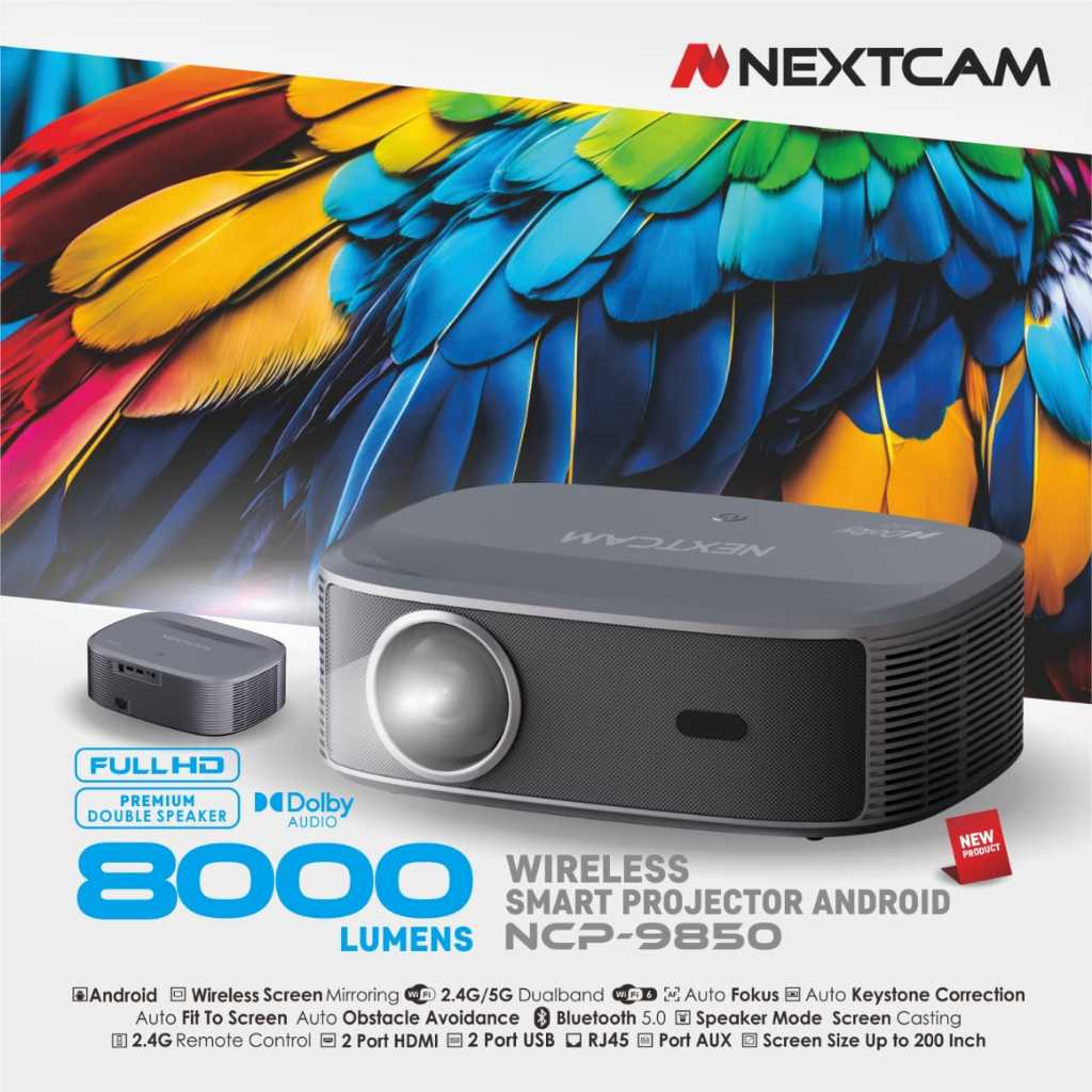 Jual Nextcam Projector Wireless Android Full HD 8000lumens 5G Netflix ...
