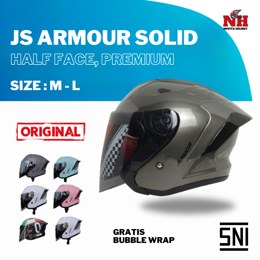 Jual Helm Half Face Original JS Armour Solid Ori 100% Standar SNI ...