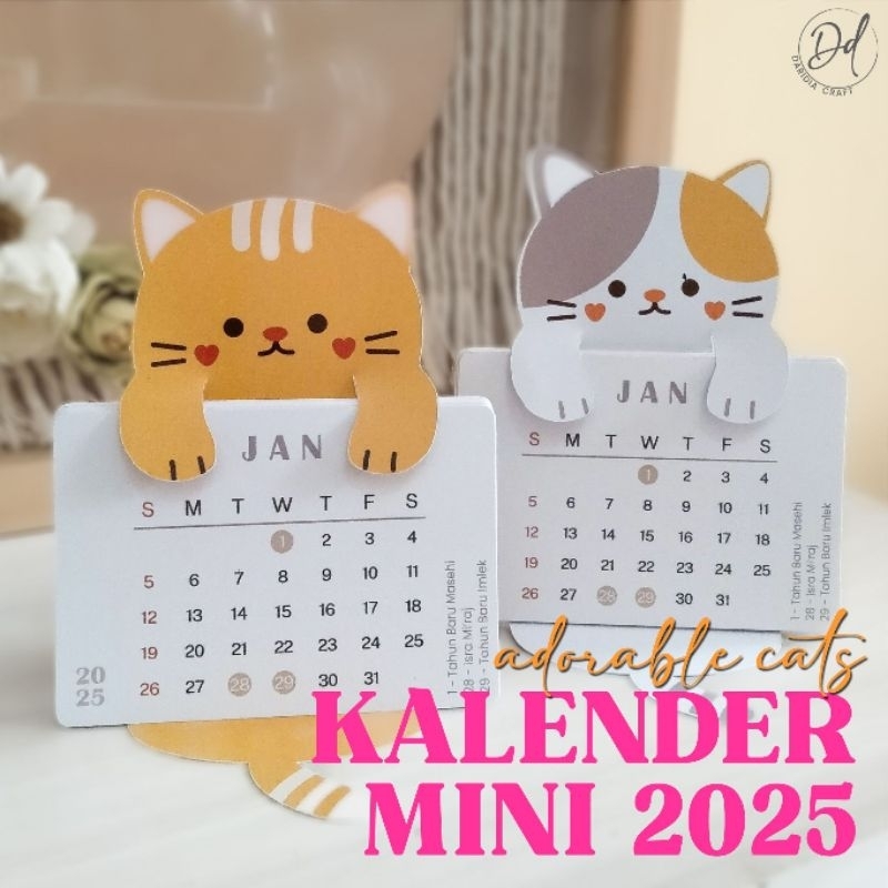Jual 2025 &amp; 2026 Kalender Meja Aesthetic - Adorable Cat | Shopee Indonesia