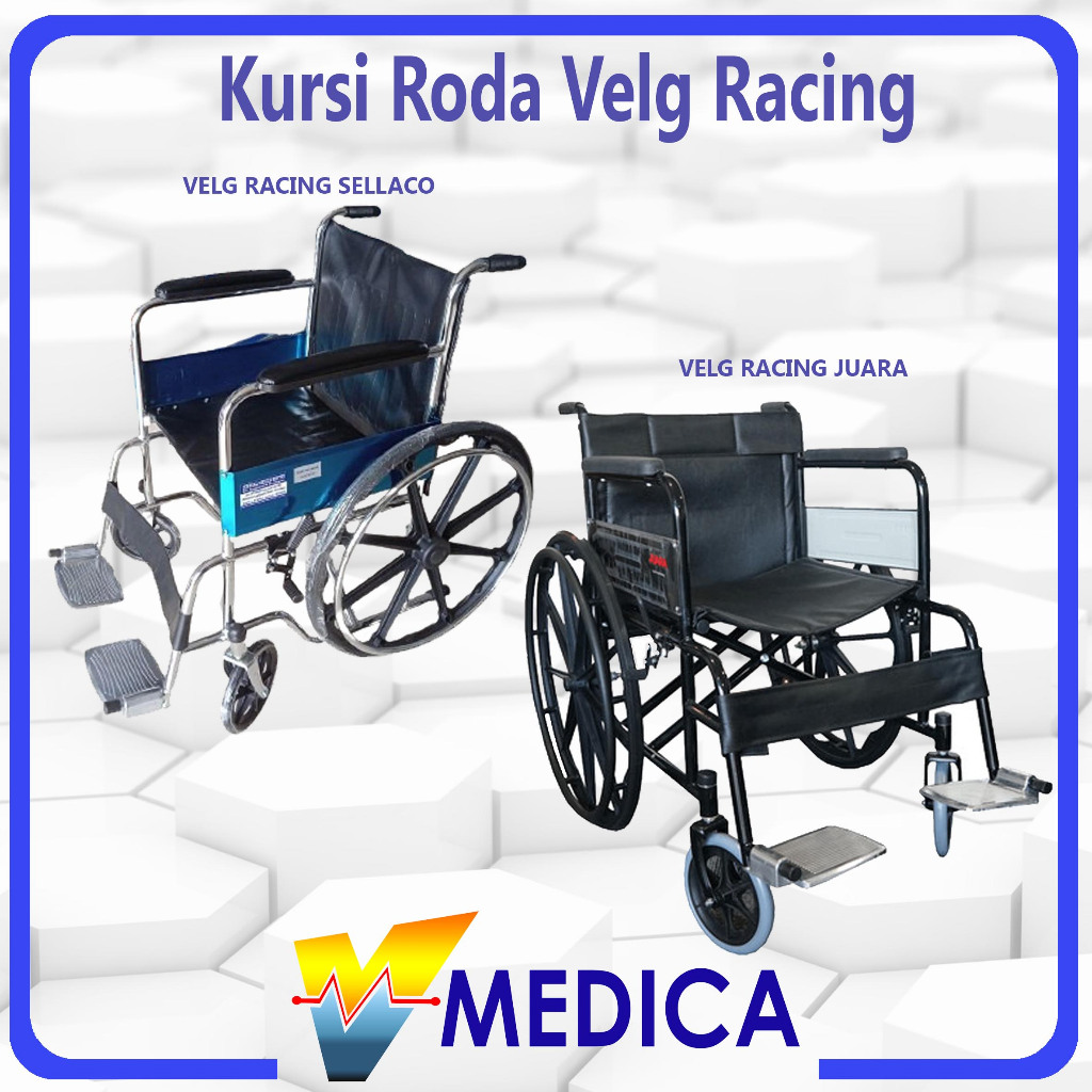 (Reguler) Kursi Roda Standart Velg Racing SELLA JUARA Kursi Roda Rumah  sakit/ Wheelchair