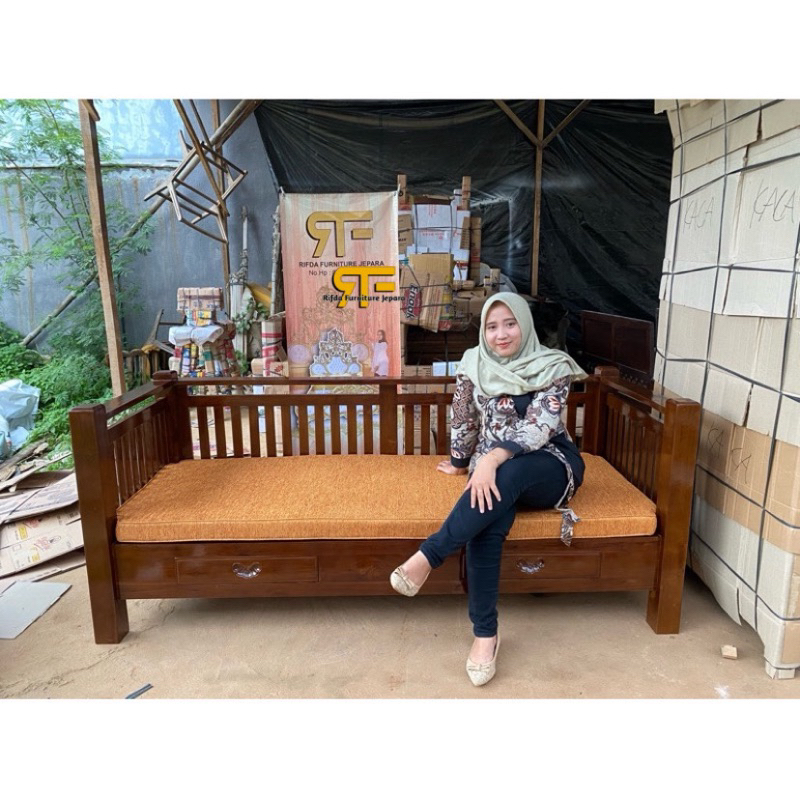 Jual TERLARIS !! REAL PICT Bangku Bale Bale minimalis Jati FREE BUSA ...