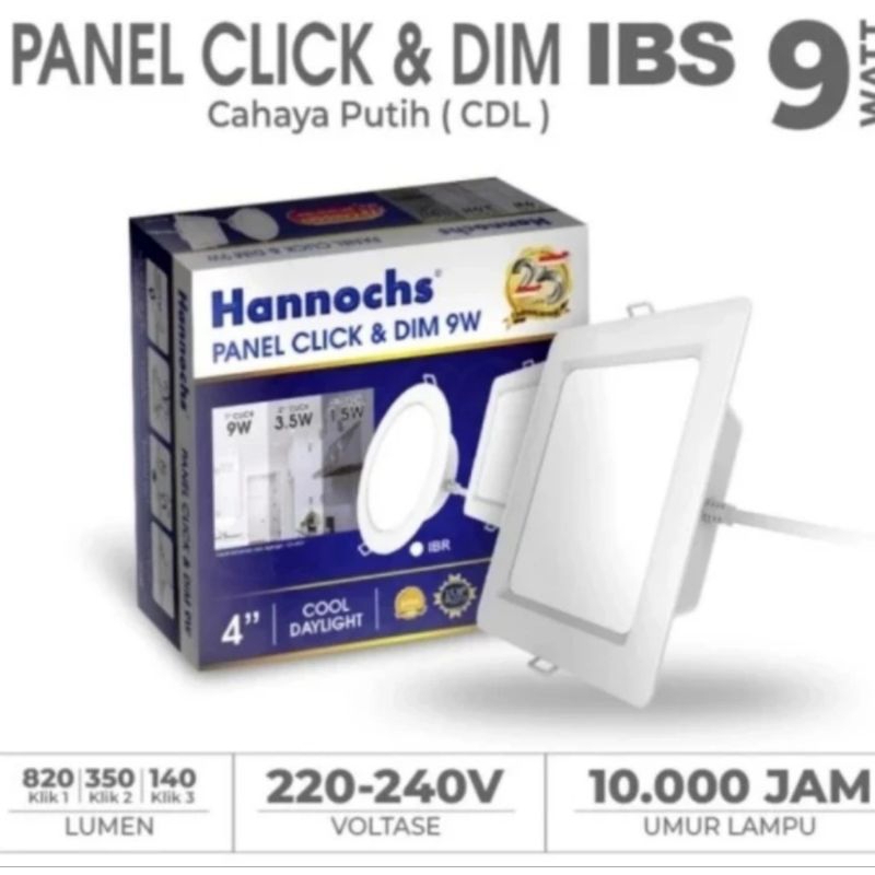 Jual Hannochs Lampu Bohlam LED Panel Click and Dim 9 Watt IBS Cahaya ...