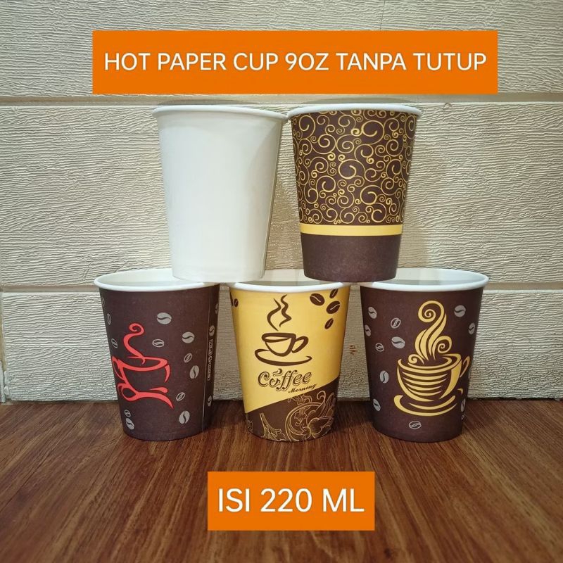 Jual (50 pc) Paper Cup Hot Coffe 9 oz 220 ml/Cup kopi kertas/Gelas ...