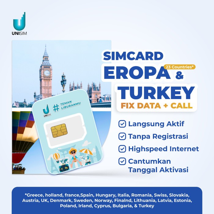 Jual UniSim Sim Card Eropa Turki 5-30 Hari FIX Data || Simcard Eropa ...