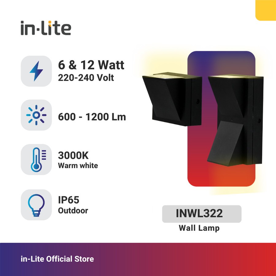 Jual Lampu Dinding INLITE INWL322 Wall Light 6W 12W In-Lite Cahaya ...