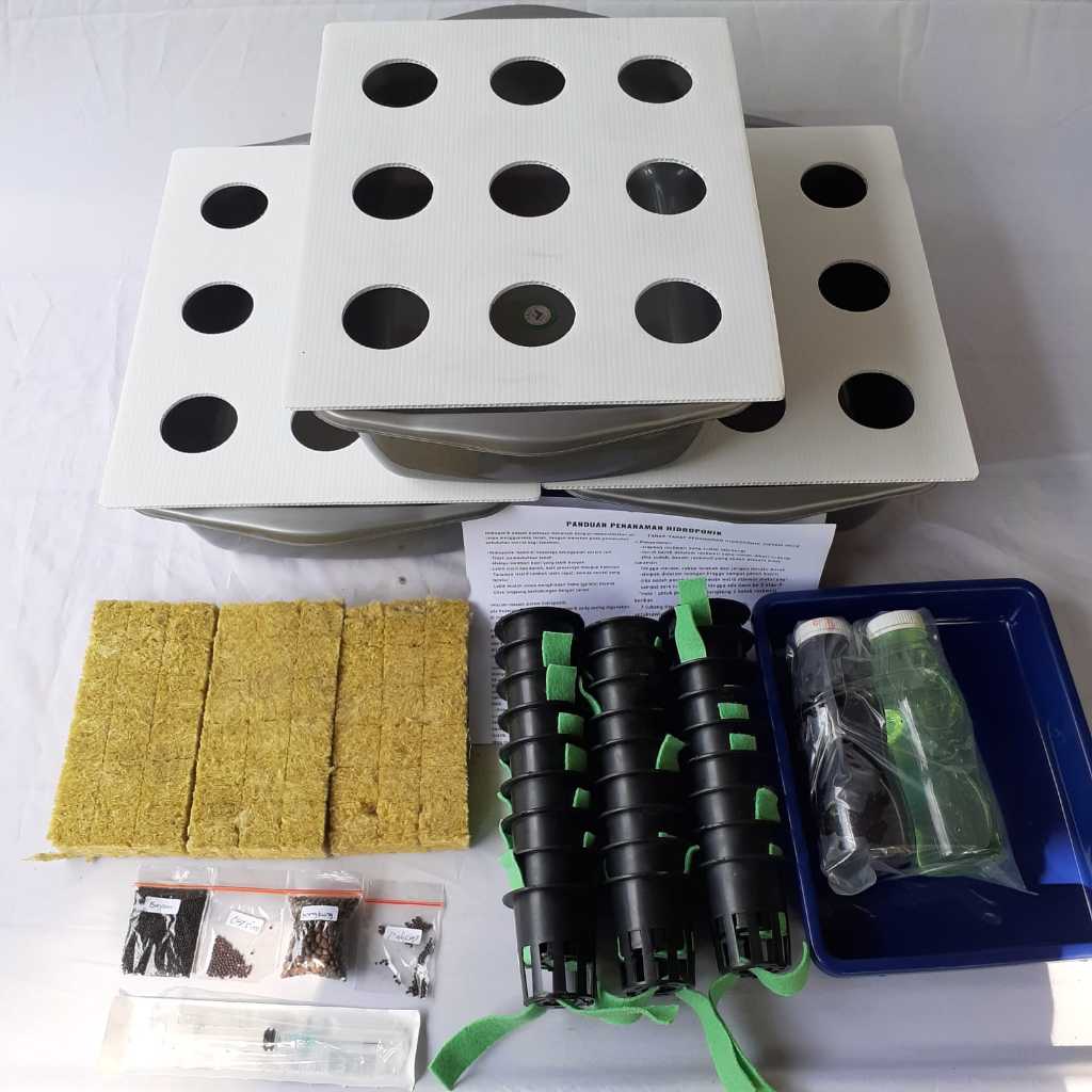 Paket hidroponik lengkap 27 lubang 3 bak - SL