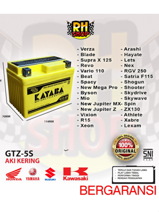 Jual AKI KERING Motor KAYABA GTZ5S HONDA BEAT VARIO 110 CRF SCOOPY