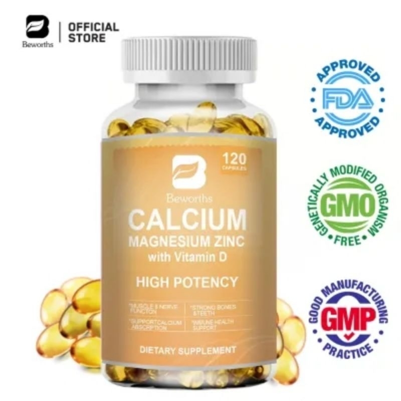 Jual BEWORTHS Calcium Magnesium Zinc Capsules with Vitamin D for Nerve ...
