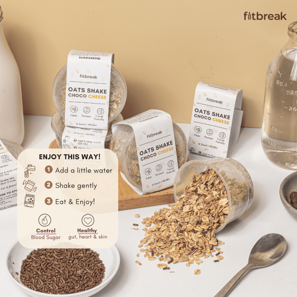Jual Paket 4 Gratis 1 Oats Shake Choco Cheese Fitbreak Overnight Oats ...