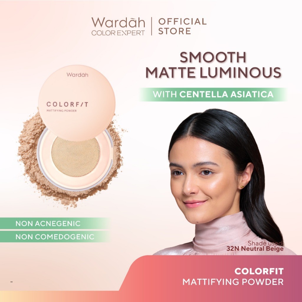 Wardah Colorfit Mattifying Powder - Bedak Tabur Dengan SPF 30PA++ dan Oil Control Hingga 12 Jam - Trasnferproof dengan Hasil Akhir Natural dan Halus