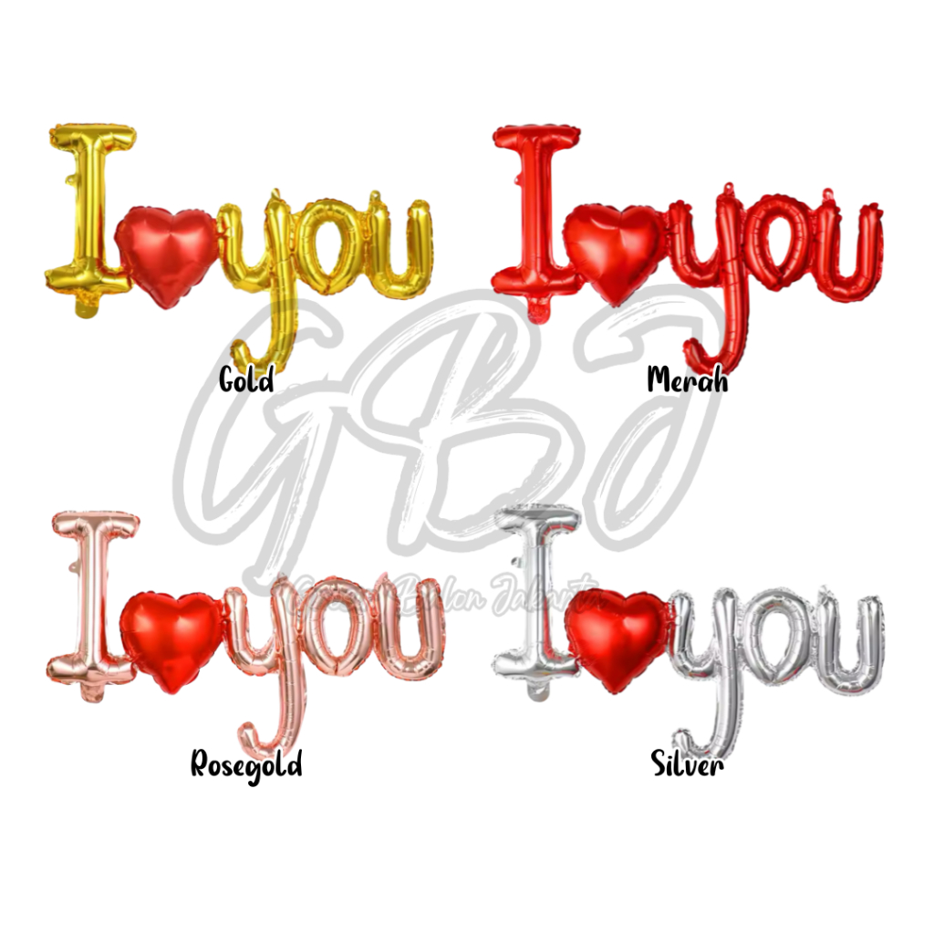 Balon Foil JUMBO I Love You Latin / Love Valentine Romantis Sambung - (97*54cm)