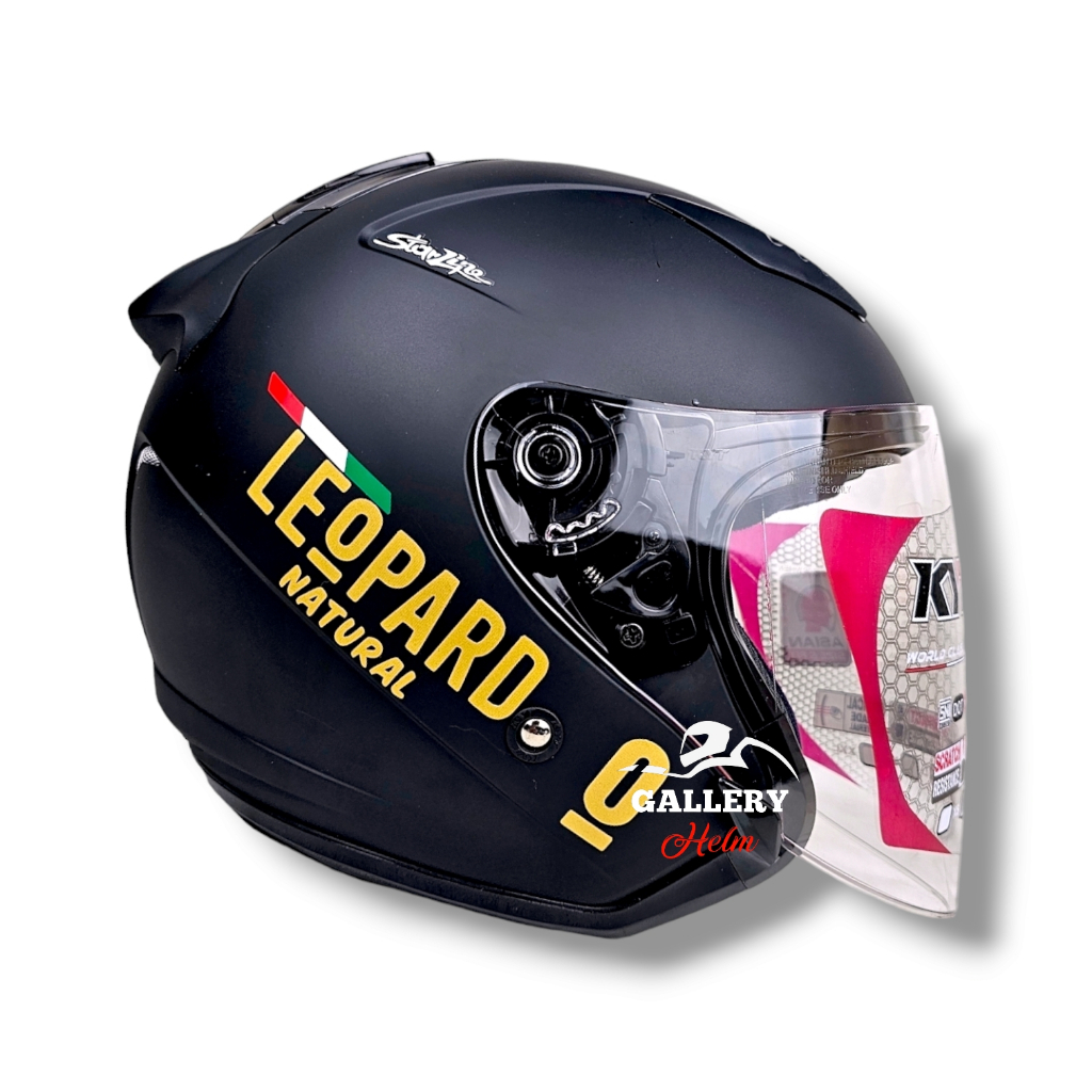 Jual KYT GALAXY FLAT R HITAM DOFF LEOPARD / HELM KYT HALF FACE | Shopee ...