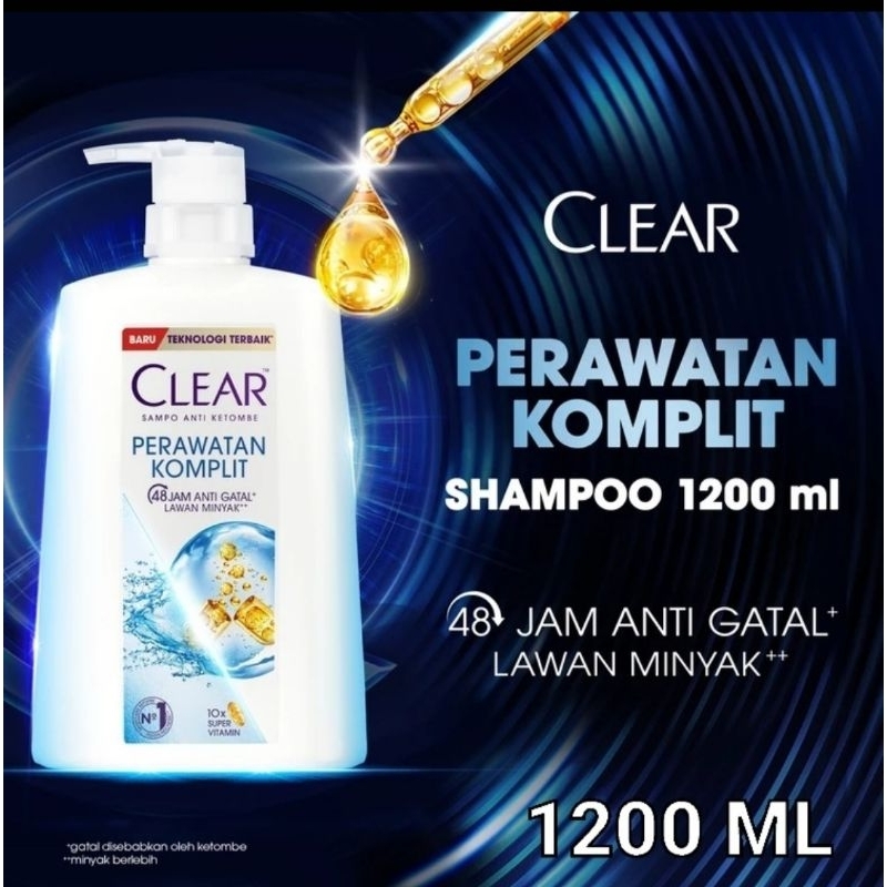 Jual CLEAR SHAMPOO ANTI KETOMBE PERAWATAN KOMPLIT 1200 ML / CLEAR ANTI
