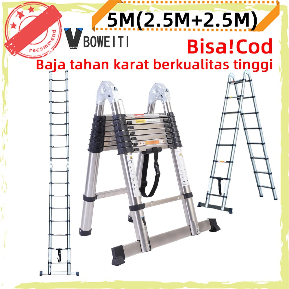 Jual BOWEITI Tangga Lipat Stainless Steel Tangga Teleskopik 5M/5.6M Dua