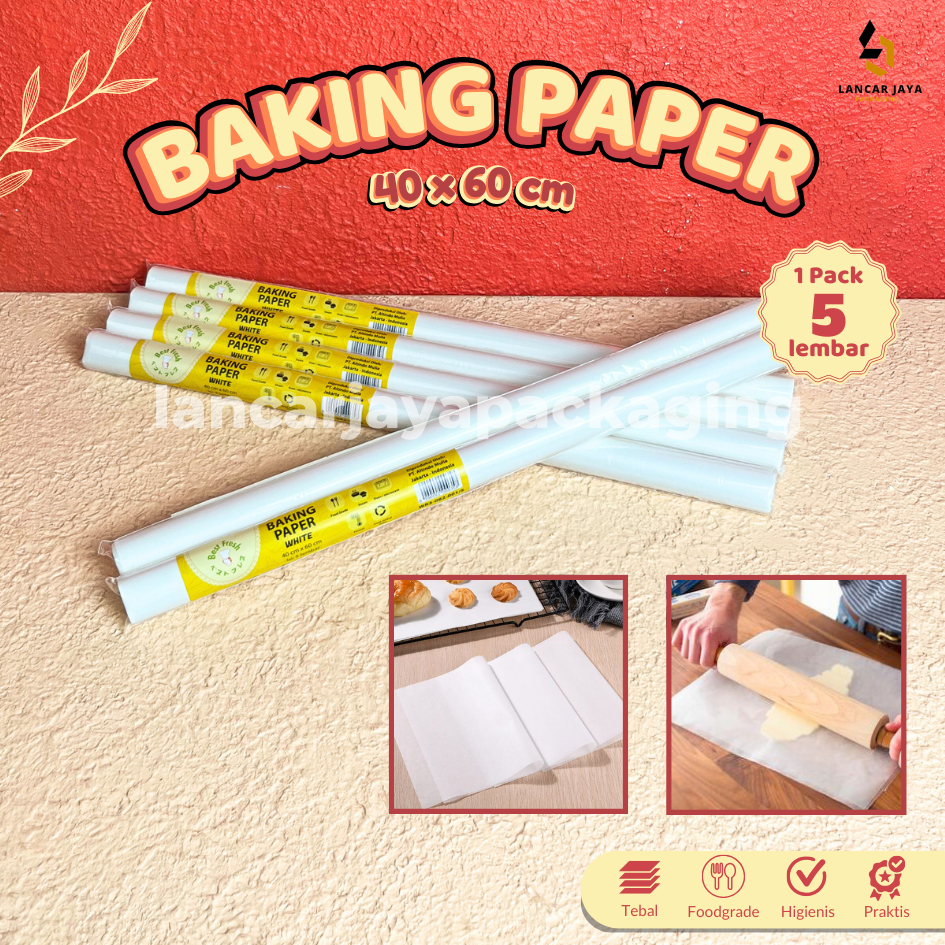 Jual Baking Paper Kertas Roti Anti Lengket Anti Minyak 40x60 cm Isi 5 ...