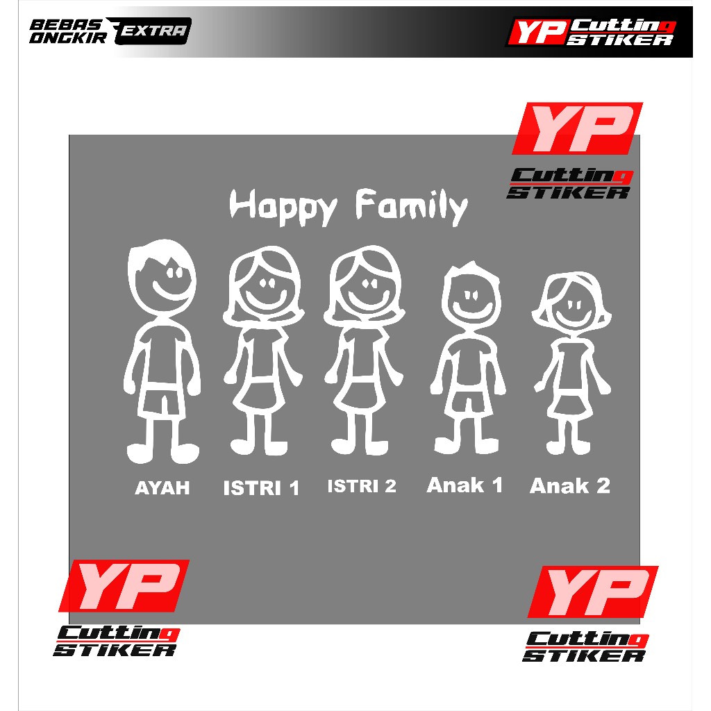 Jual sticker mobil terbaru terlaris variasi sticker mobil happy family ...