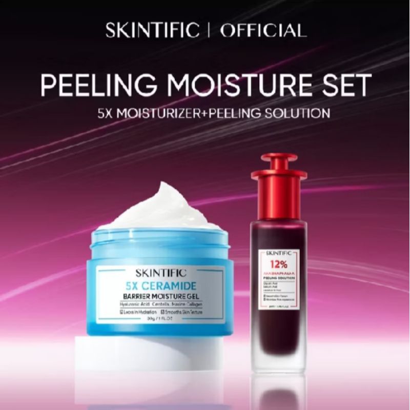 Jual SKINTIFIC PEELING SOLUTION & SKINTIFIC MOISTURIZER 5X CERAMIDE ...