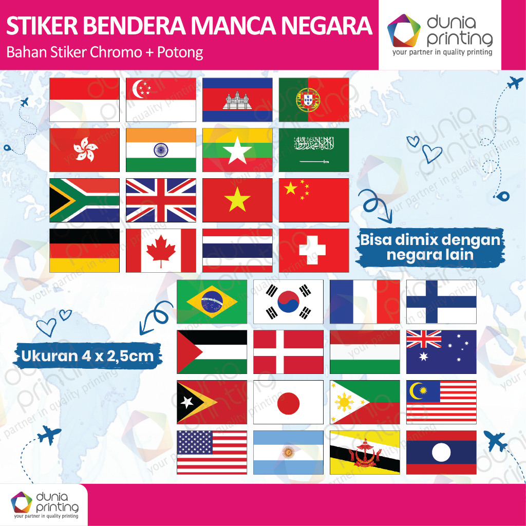 Jual ISI 55PCS | STIKER BENDERA MANCA NEGARA | STIKER BENDERA ...
