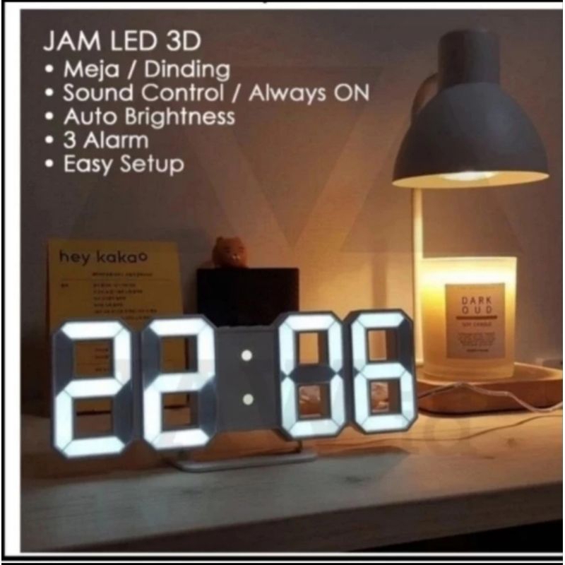 Jual Jam Digital LED 3D Dinding Table Meja Dekorasi Interior Modern ...