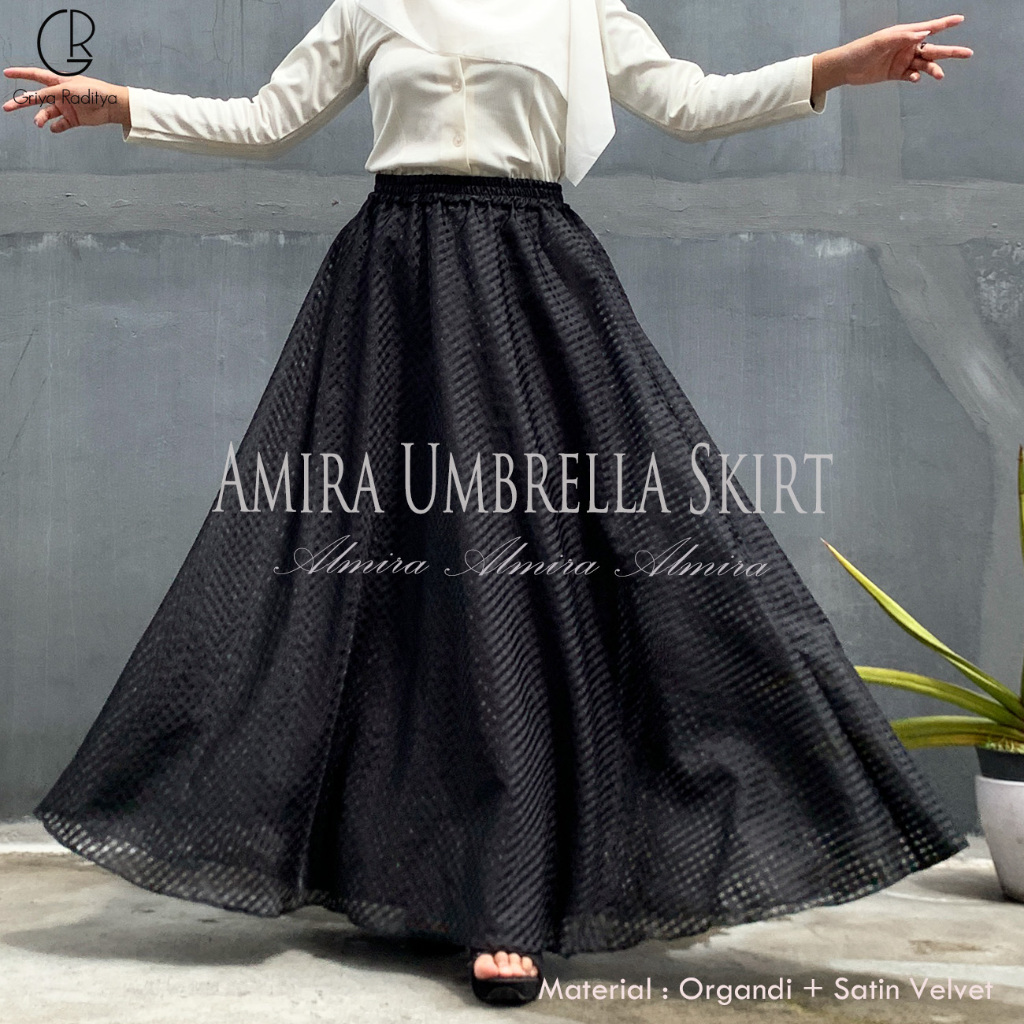 Jual Rok Pesta Panjang Satin Organza Amira Umbrella Skirt Model Payung ...