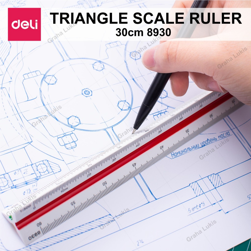 Jual DELI Penggaris Scale Ruler 30cm 8930 - Penggaris Segitiga | Shopee ...