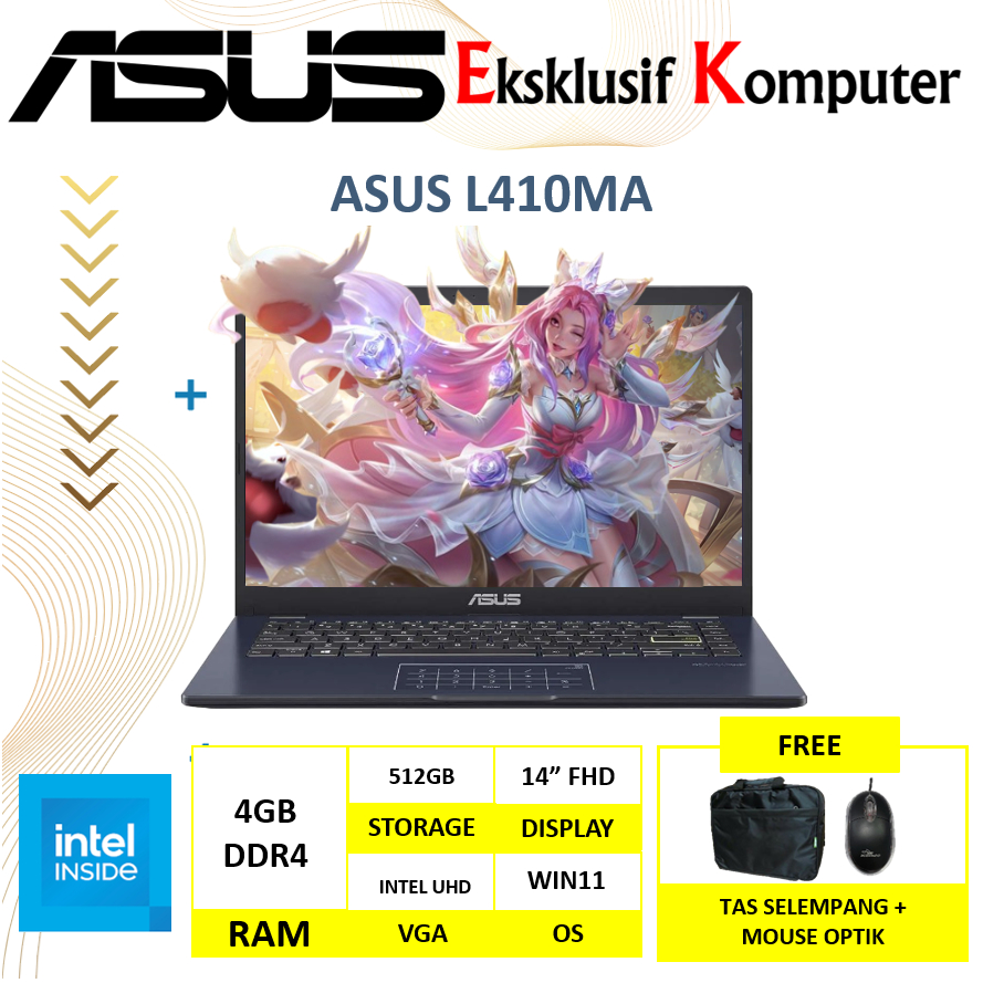 Jual Asus L410MA Intel Pentium Silver N5030 4GB 128GB 512GB SSD