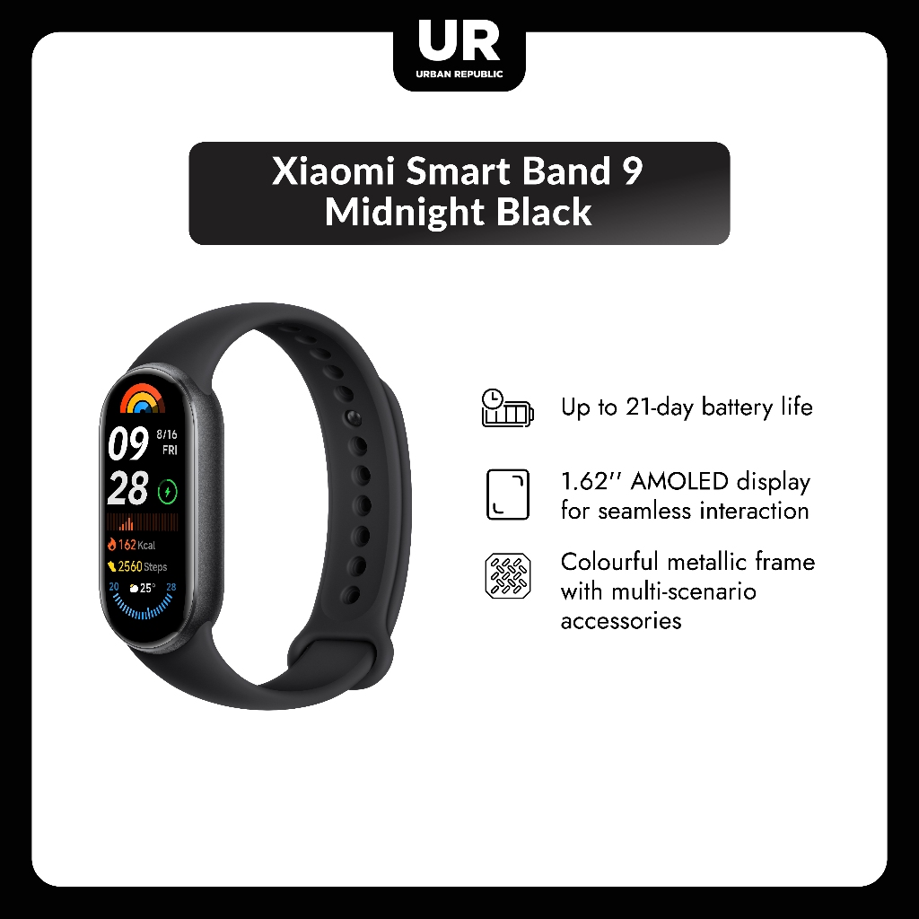 Xiaomi Smart Band 9 – Noir, Suivi D'Activité Et Connexion Smartphone