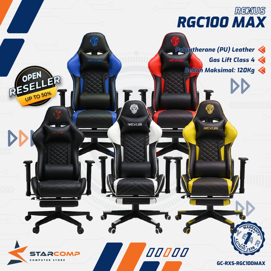 Jual Rexus RGC100 Max / RGC-100 Max Premium Gaming Chair With Footrest ...