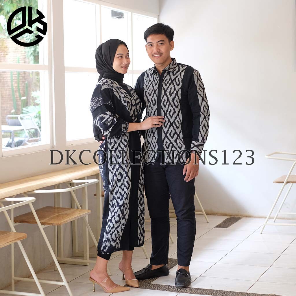 Jual Set couple raisha ivory black, couple baju lebaran, couple ...