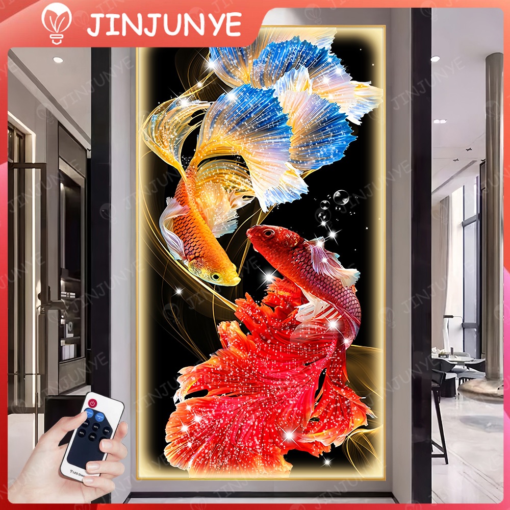 Lampu Mural Lampu Dinding Modern Minimalis Lukisan Lampu Hiasan Dinding Kristal Remote 100*50cm Porselin 5D dekoratif pintu masuk mewah ruang tamu Ruang belajar ruang makan XY