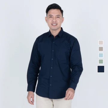BENHILL Kemeja Basic Formal Pria Panjang Katun Poplin New Colors