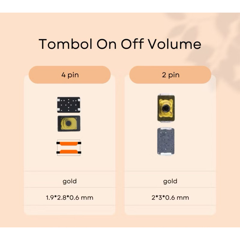 Jual SWITCH ON OFF 2 KAKI 4 KAKI TOMBOL VOL DALAM ANDROID IPHONE ...