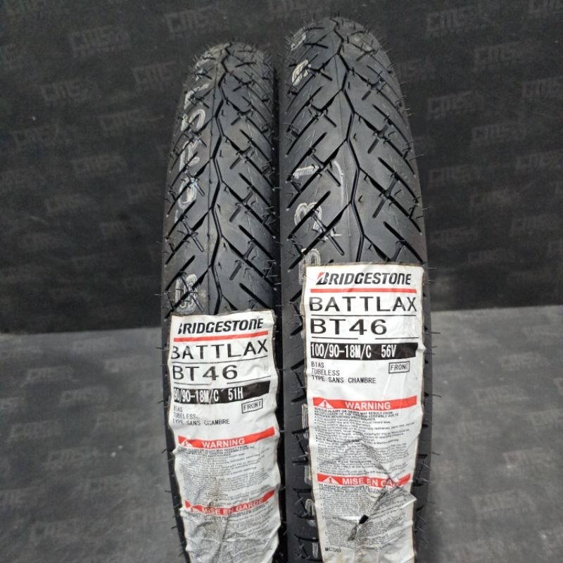 バトラックスBT46 4.00-18 64H チューブタイプ ☆前後セット 未使用新品 BATTLAX BT46 正規新製品 ブリヂストン BT-46
