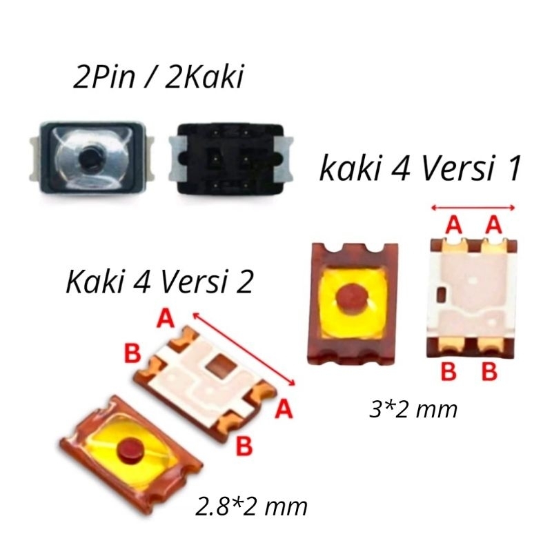 Jual Tombol Switch On Off Kaki 2 Kaki 4 / Switch Button Power Volume ...