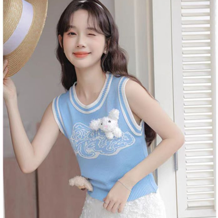 Jual Tanktop Rajut Wanita Korea Lucu Tank Top Knit Dan Boneka | Shopee ...