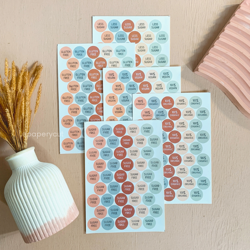 Jual Sticker Label 100% Organic Sugar Free Vegan Gluten Free Less Sugar ...