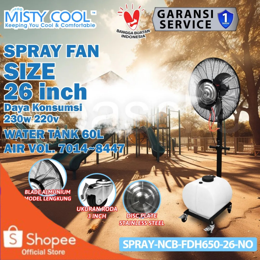 Jual Misty Cool Spray Fan SPRAY-NCB-FDH650-26-NO diameter 26 Inch