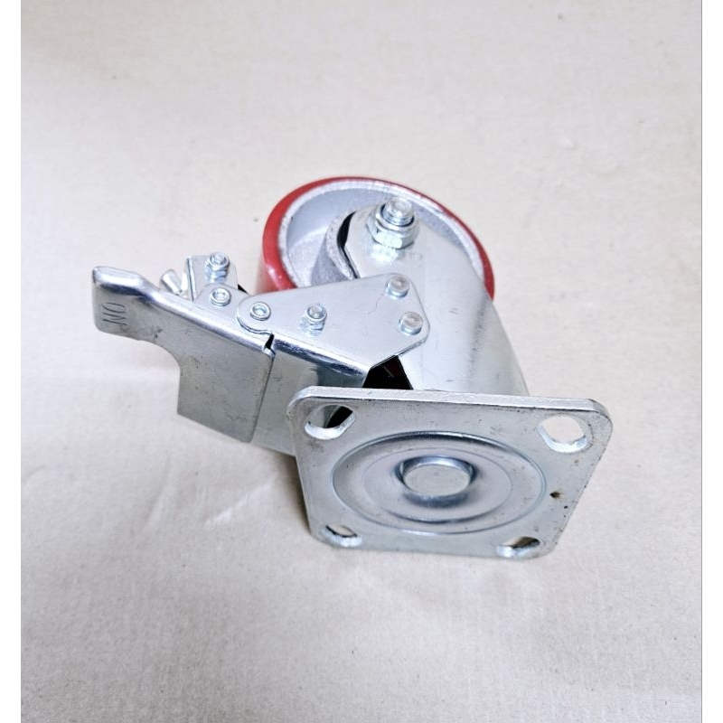 Jual Roda pu heavy duty 4 inch putar+rem xander germany | Shopee Indonesia