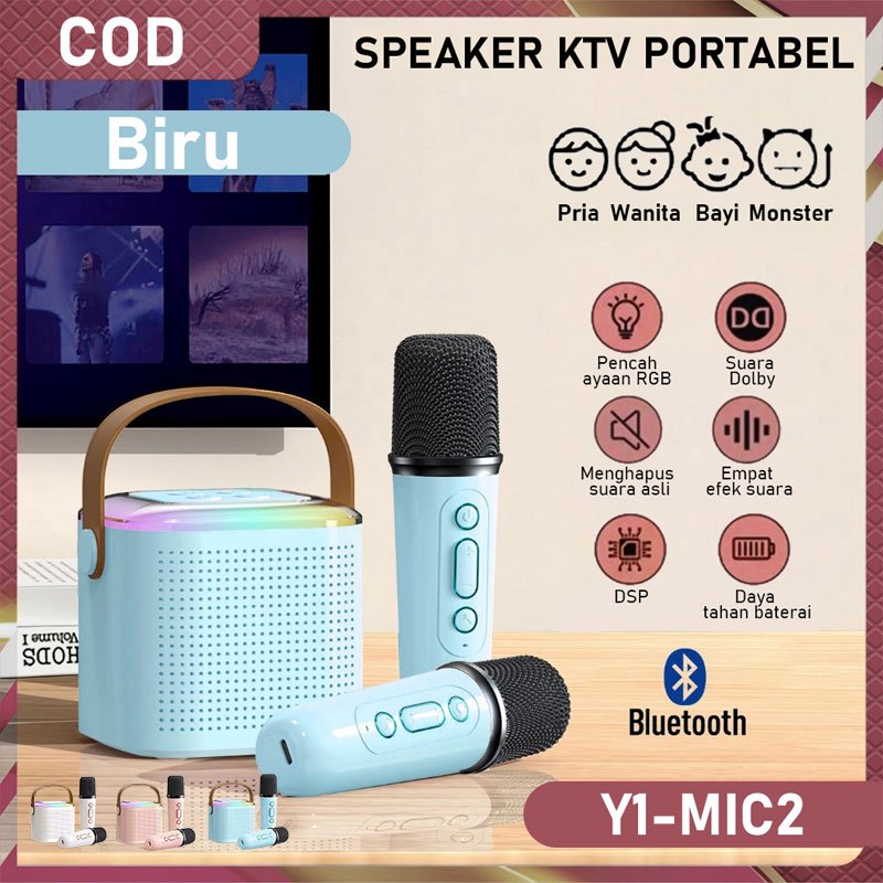 Jual 【COD】Speaker Bluetooth Karaoke 2 Mic Set Salon Bluetooth Karaoke ...